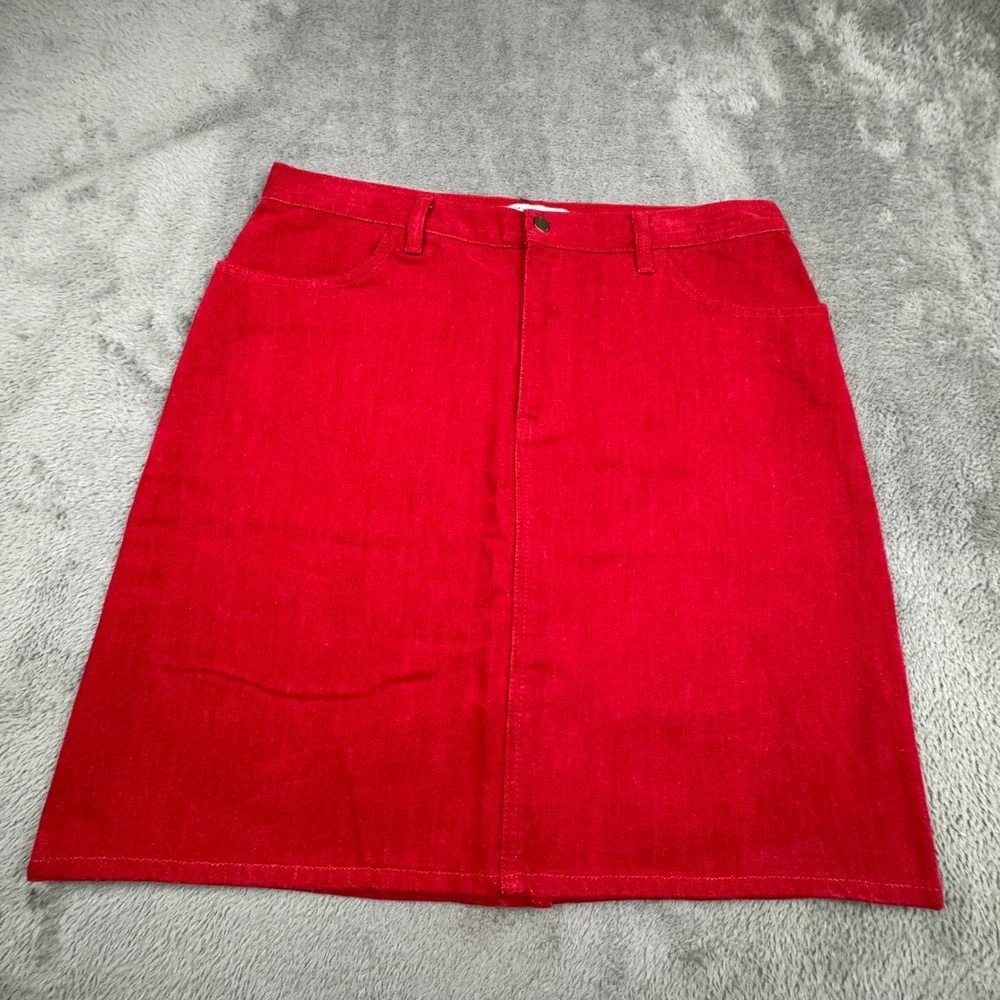 Tommy Hilfiger Denim Skirt Womens 14 Red Excellent A-Line 100% Cotton 5-Pocket